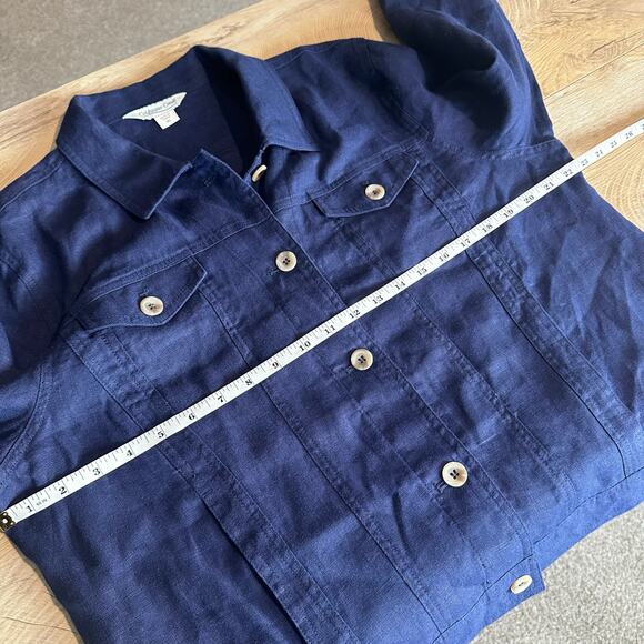 Coldwater Creek Journeys Lightweight Washable Linen Jacket Navy Blue XL - Picture 10 of 11